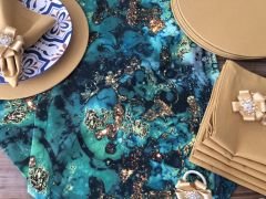 SOFRA SUNUM SETİ YEŞİL GOLD MALAKİT DESENLİ