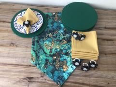 SOFRA SUNUM SETİ YEŞİL GOLD MALAKİT DESENLİ