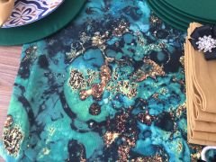 SOFRA SUNUM SETİ YEŞİL GOLD MALAKİT DESENLİ