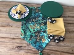 SOFRA SUNUM SETİ YEŞİL GOLD MALAKİT DESENLİ