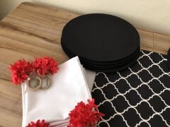 SOFRA SUNUM SETİ SİYAH ZEMİN BEYAZ MOROCCAN DESEN TAKIM