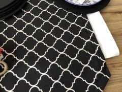 SOFRA SUNUM SETİ SİYAH ZEMİN BEYAZ MOROCCAN DESEN TAKIM