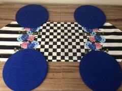 DAMA MAVİ ÇİÇEK DESENLİ RUNNER & SUPLA