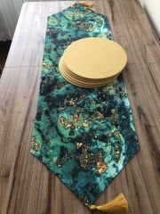 YEŞİL GOLD MALAKİT DESENLİ RUNNER & SUPLA