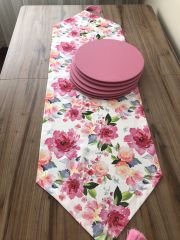 SULUBOYA ÇİÇEK DESENLİ RUNNER & SUPLA