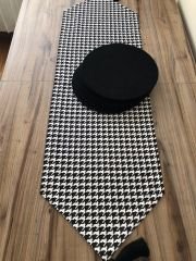 SİYAH KAZAYAĞI DESENLİ RUNNER & SUPLA