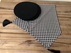 SİYAH KAZAYAĞI DESENLİ RUNNER & SUPLA