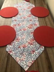 YAPRAKLAR ARASINDA KOKİNA ÇİÇEK DESENLİ RUNNER & SUPLA