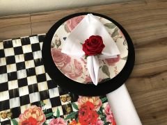 SOFRA SUNUM TAM SET DAMA GÜL DESENLİ