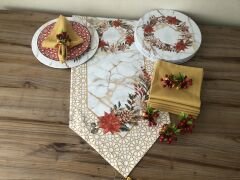 YILBAŞI SOFRA SUNUM SETİ YILBAŞI ÇİÇEĞİ KOZALAK DESENLİ