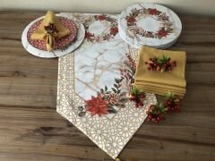 YILBAŞI SOFRA SUNUM SETİ YILBAŞI ÇİÇEĞİ KOZALAK DESENLİ