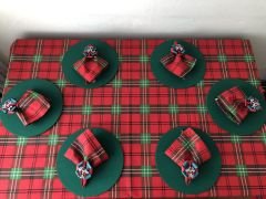 YILBAŞI SOFRA SUNUM EKOSE DESENLİ MASA ÖRTÜSÜ SETİ