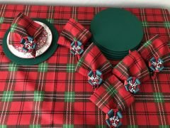 YILBAŞI SOFRA SUNUM EKOSE DESENLİ MASA ÖRTÜSÜ SETİ