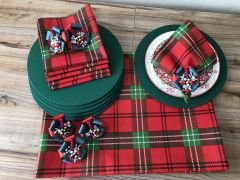 YILBAŞI SOFRA SUNUM EKOSE DESENLİ MASA ÖRTÜSÜ SETİ