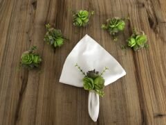 SUKULENT ÇİÇEĞİ PEÇETE HALKASI MODEL 1 (6 ADET)