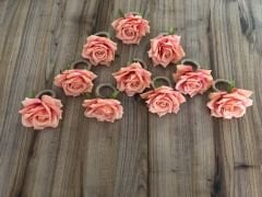 PASTEL PEMBE GÜL PEÇETE YÜZÜĞÜ (10 ADET)