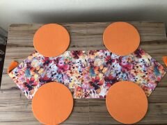 KETEN EFEKTLİ SOYUT ÇİÇEKLER DESENLİ RUNNER & SUPLA