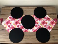 FUŞYA SARI BÜYÜK ÇİÇEK DESENLİ RUNNER & SUPLA