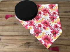 FUŞYA SARI BÜYÜK ÇİÇEK DESENLİ RUNNER & SUPLA