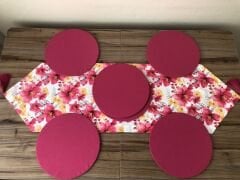 FUŞYA SARI BÜYÜK ÇİÇEKLER DESENLİ RUNNER & SUPLA