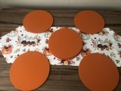 ÇİÇEKLİ BALKABAĞI DESENLİ RUNNER & SUPLA