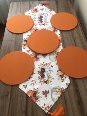 ÇİÇEKLİ BALKABAĞI DESENLİ RUNNER & SUPLA