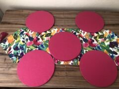 SULU BOYA RENKLİ YAPRAKLAR DESENLİ RUNNER & SUPLA