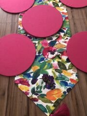 SULU BOYA RENKLİ YAPRAKLAR DESENLİ RUNNER & SUPLA