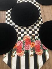 DAMALI  KIRMIZI GÜL DESENLİ RUNNER & SUPLA