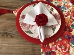 SOFRA SUNUM SETİ KIRMIZI MAVİ SARI ÇİÇEK DESENLİ TAKIM