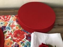 SOFRA SUNUM SETİ KIRMIZI MAVİ SARI ÇİÇEK DESENLİ TAKIM