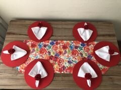 SOFRA SUNUM SETİ KIRMIZI MAVİ SARI ÇİÇEK DESENLİ TAKIM