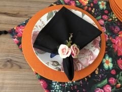 SOFRA SUNUM SETİ KETEN EFEKTLİ ÇİÇEK BAHÇESİ DESENLİ TAKIM