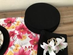 SOFRA SUNUM SETİ FUŞYA SARI BÜYÜK ÇİÇEK DESENLİ TAKIM