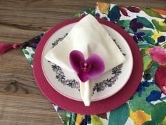 SOFRA SUNUM SETİ SULUBOYA  RENKLİ YAPRAKLAR DESENLİ TAKIM
