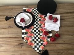 SOFRA SUNUM SETİ KIRMIZI GÜL DESENLİ