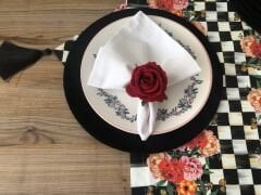 SOFRA SUNUM SETİ KIRMIZI GÜL DESENLİ