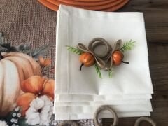 SOFRA SUNUM SETİ JÜT ZEMİN ÜZERİNE BALKABAĞI DESENLİ TAKIM